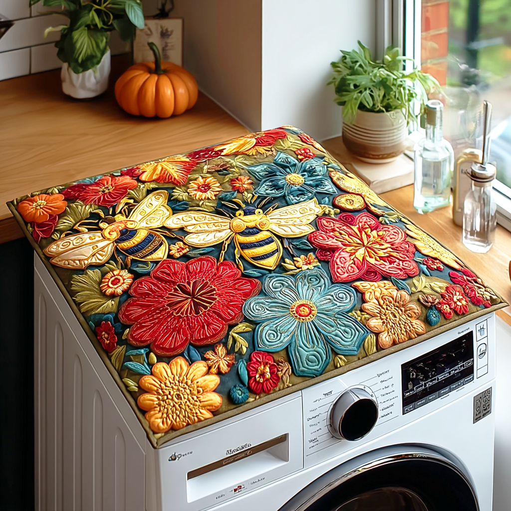Blossom Bees Quilted Washer and Dryer Cover NCU0NTD594