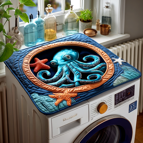 Hidden Octopus Quilted Washer and Dryer Cover NCU0NTD374
