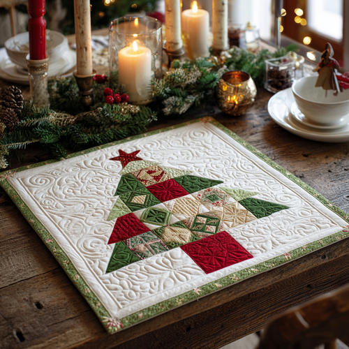 Christmas Tree Patch Quilted Table Topper NCU0NXD347