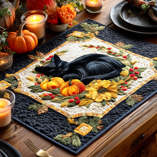Falling Leaf Cat Quilted Place Mat NCU0NTD244