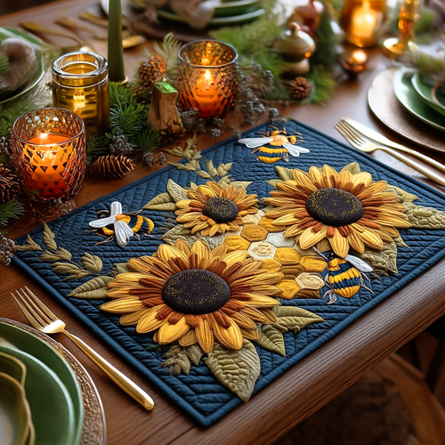 Sunflower Hive Quilted Place Mat NCU0NTD587