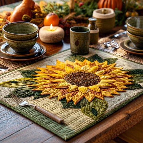 Golden Sunflower Quilted Place Mat NCU0NXD125