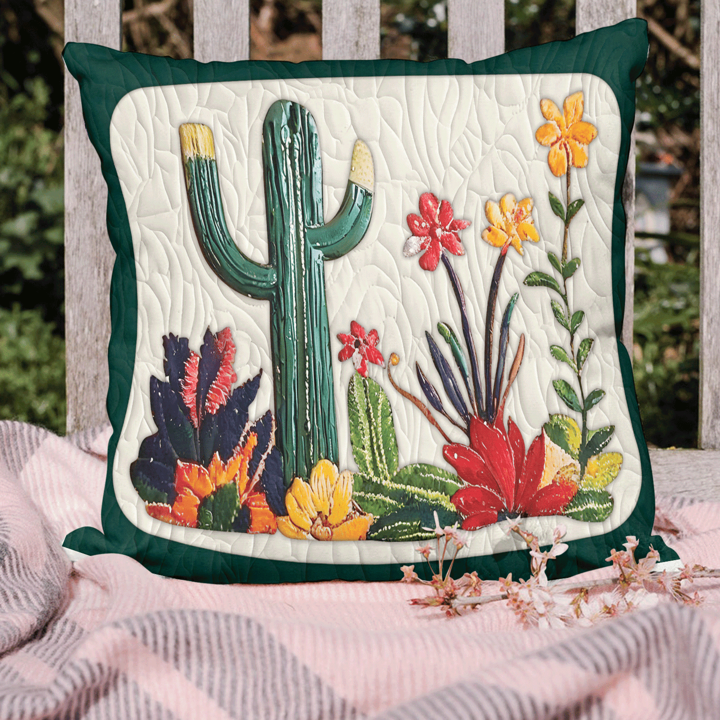 Colorful Cactus Quilted Pillow Case NCU0TH2115