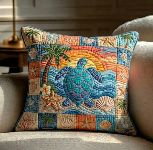 Sunset Shore Turtle Quilted Pillow Case NCU0DQQ0760