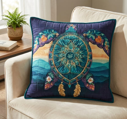 Ocean Mandala Turtle Quilted Pillow Case NCU0DQQ0757