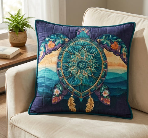 Ocean Mandala Turtle Quilted Pillow Case NCU0DQQ0757
