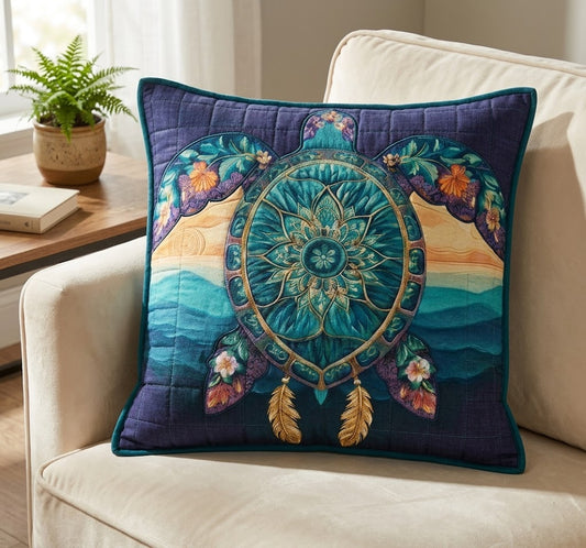 Ocean Mandala Turtle Quilted Pillow Case NCU0DQQ0757