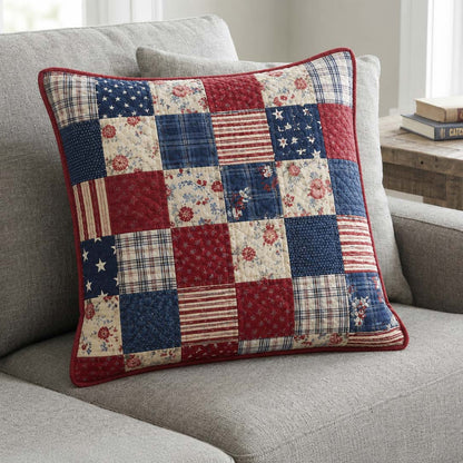 Americana Patchwork Quilted Pillow Case NCU0DQQ0532