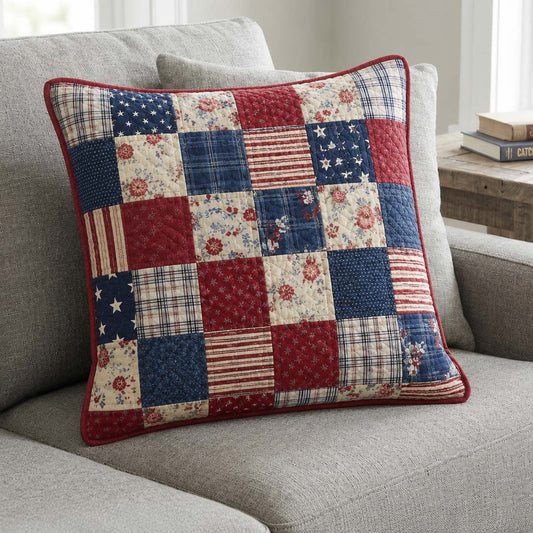 Americana Patchwork Quilted Pillow Case NCU0DQQ0532