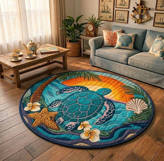 Sunset Shore Turtle Quilted Round Mat NCU0DQQ0760