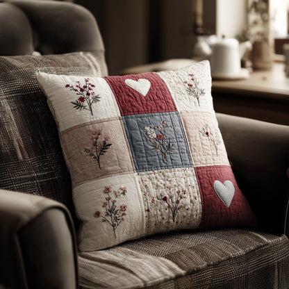 Soft Meadow Hearts Quilted Pillow Case NCU0LDH259
