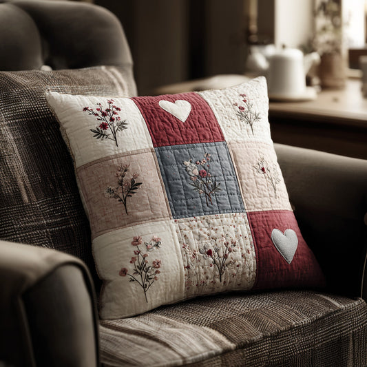 Soft Meadow Hearts Quilted Pillow Case NCU0LDH259