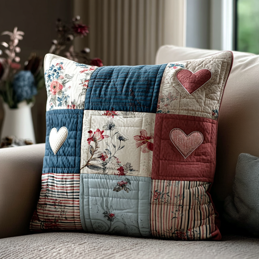 Cottage Charm Heart Quilted Pillow Case NCU0LDH119